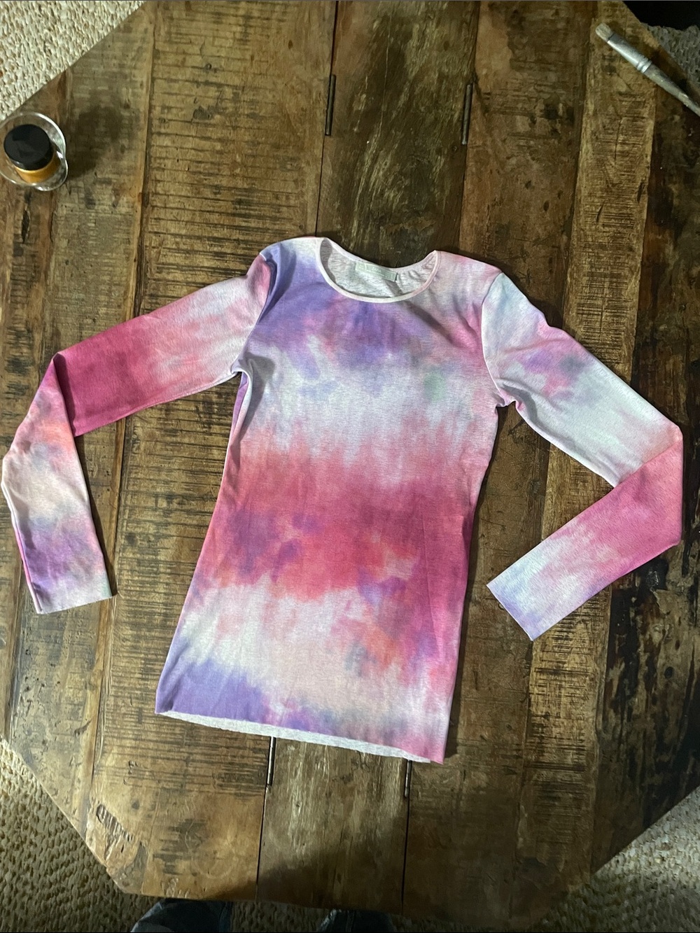 Zara Pink Purple Tie-Dye Long Sleeve Crewneck Top